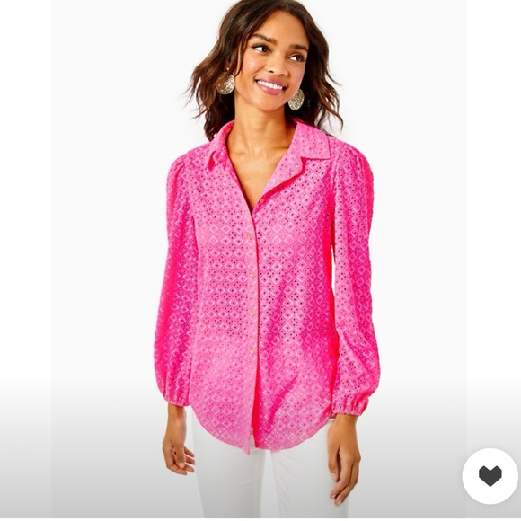 Lilly Pulitzer Sea Breeze Eyelet Button Down - Picture 1 of 4